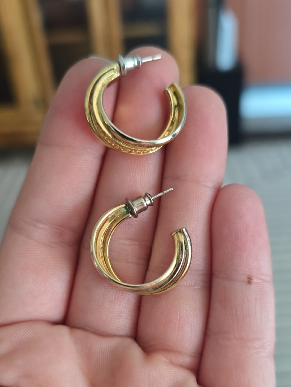 Gold Braided Detail Half Hoop Earrings - Women's Jewelry - Picture 4 of 9